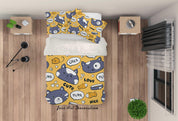 3D Cartoon Cat Yellown Quilt Cover Set Bedding Set Pillowcases 53- Jess Art Decoration