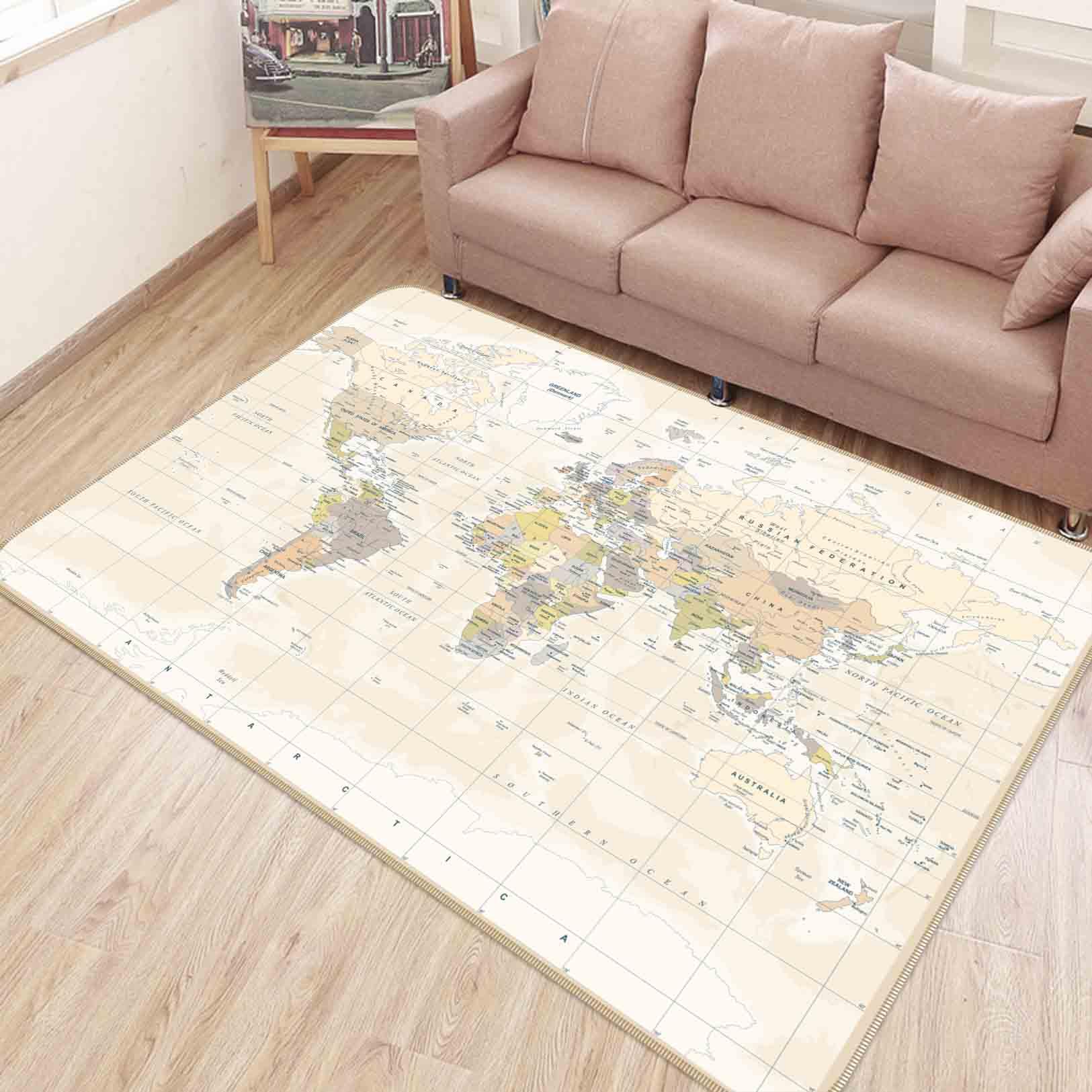 3D World Map Non-Slip Rug Mat 194- Jess Art Decoration