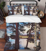 3D Lake Tree Landscape Quilt Cover Set Bedding Set Duvet Cover Pillowcases 123- Jess Art Decoration