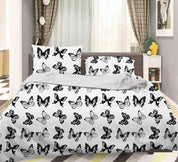 3D Black White Butterfly Quilt Cover Set Bedding Set Pillowcases 38- Jess Art Decoration
