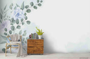 3D Watercolor Blue Floral Leaves Wall Mural Wallpaper LQH 133- Jess Art Decoration