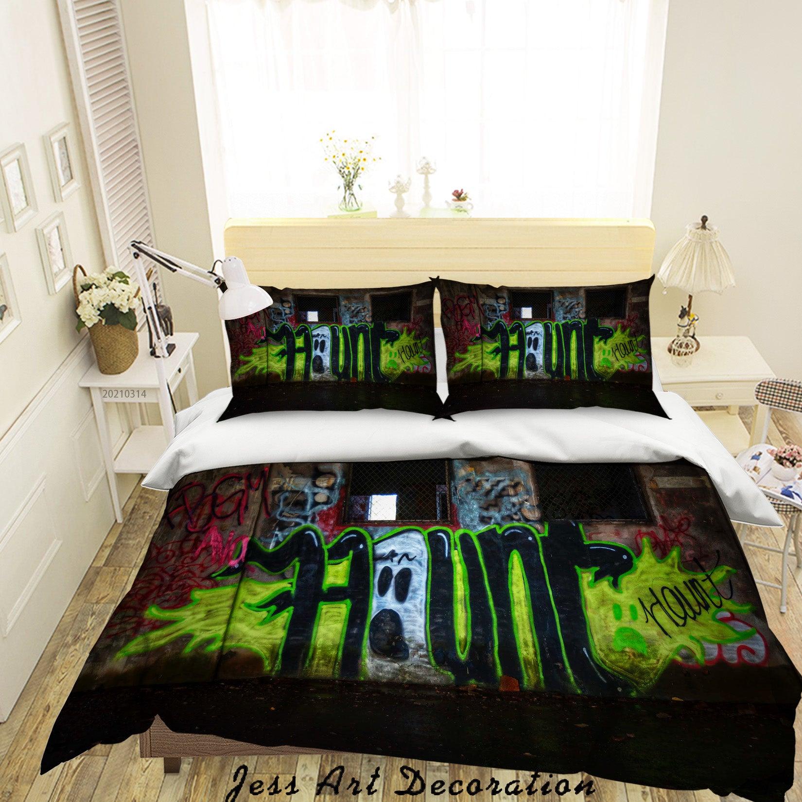 3D Abstract Colored Street Graffiti Quilt Cover Set Bedding Set Duvet Cover Pillowcases 185- Jess Art Decoration