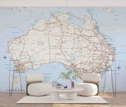 3D Detailed Australia Road Map Wall Mural Wallpaper GD 2584- Jess Art Decoration