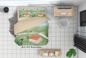 3D Girls Lawn House Painting Quilt Cover Set Bedding Set Duvet Cover Pillowcases A458 LQH- Jess Art Decoration