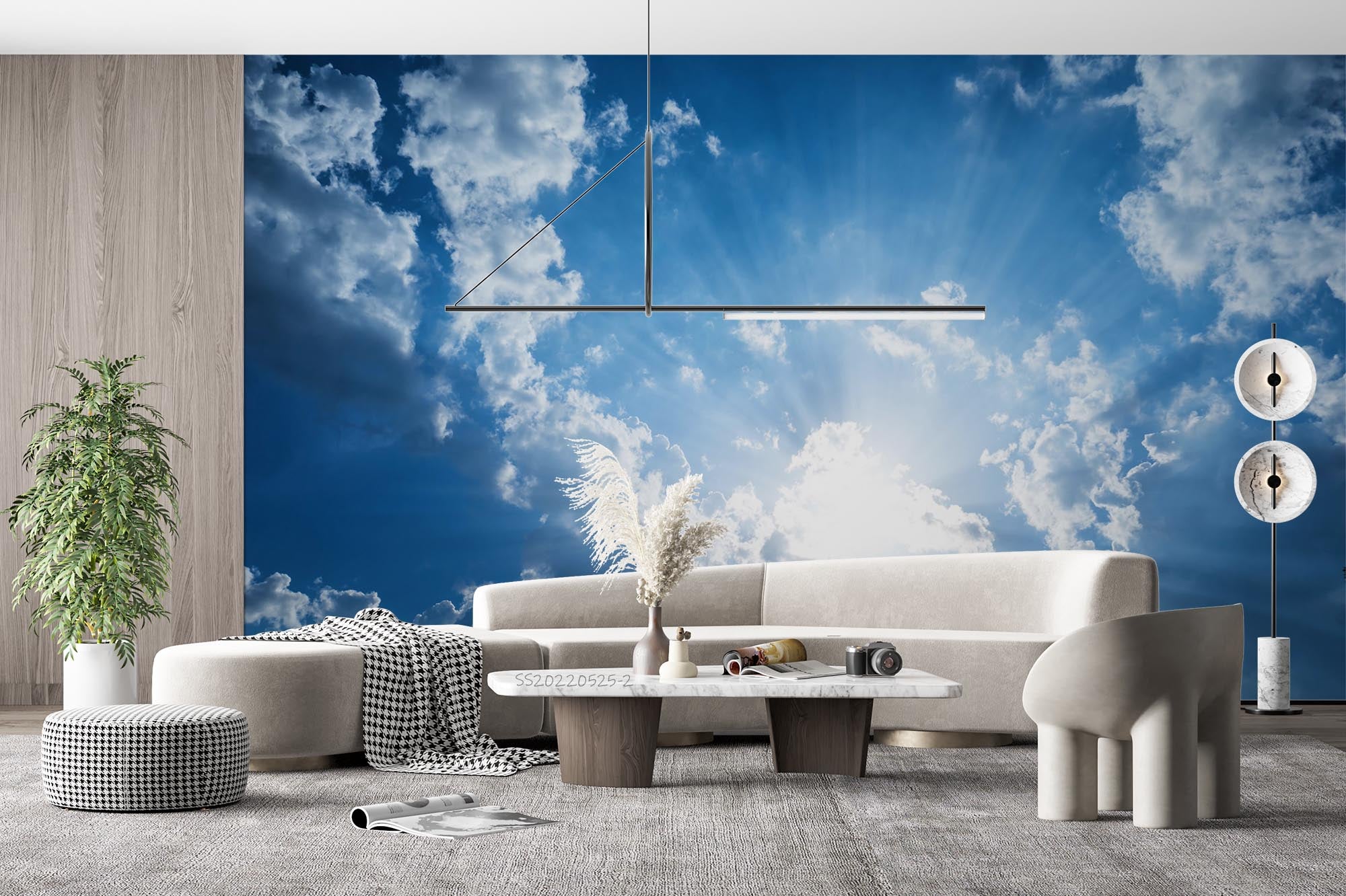 3D Blue Sky Cloud Sunbeam Scenery Wall Mural Wallpaper GD 207- Jess Art Decoration