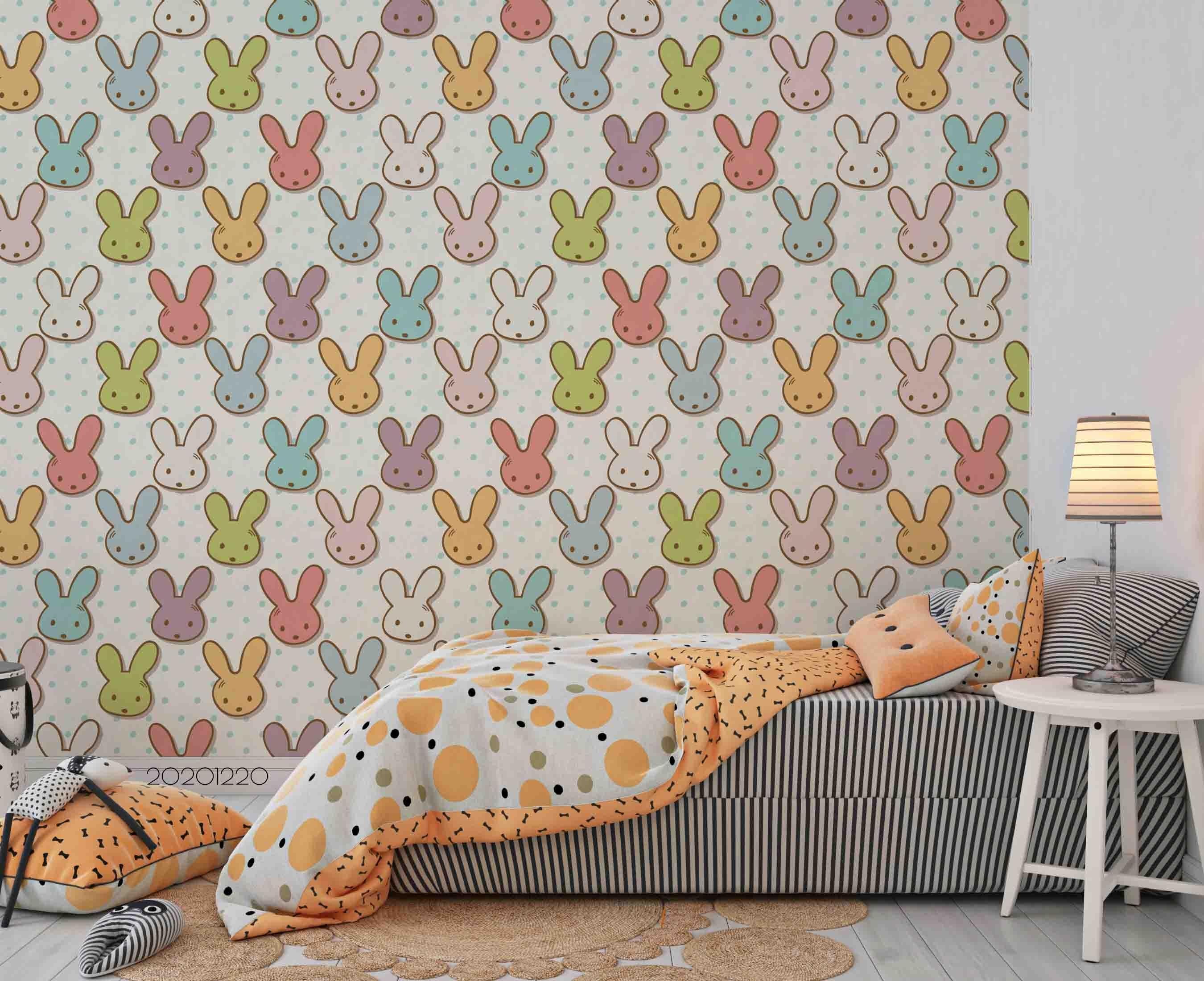 3D Hand Drawn Animal Rabbit Wall Mural Wallpaper LQH 125- Jess Art Decoration