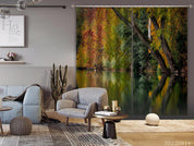 3D Tree Nature Forest Branches Lake Autumn Curtains and Drapes GD 4041- Jess Art Decoration