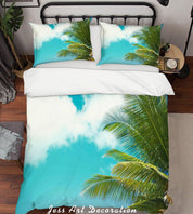 3D Sky Tropical Plants Quilt Cover Set Bedding Set Duvet Cover Pillowcases SF88- Jess Art Decoration