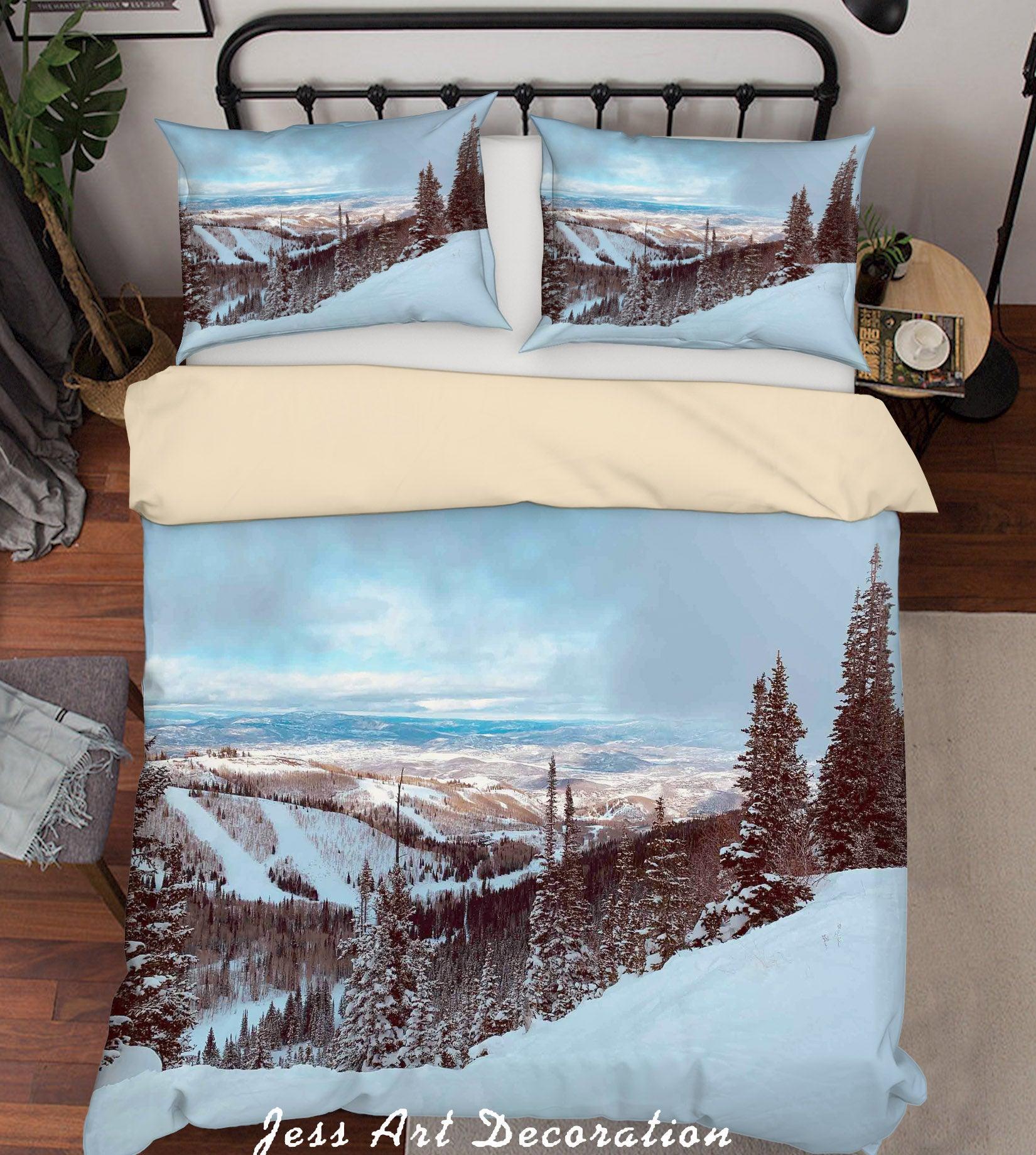 3D Snow Mountain Pine Quilt Cover Set Bedding Set Duvet Cover Pillowcases A163 LQH- Jess Art Decoration