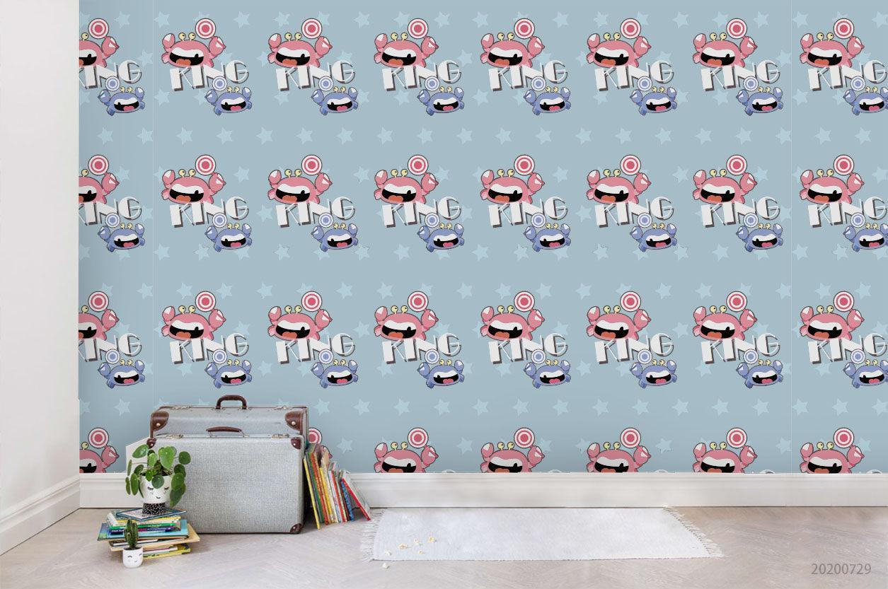 3D Cartoon Mini Colorful Crab Wall Mural Wallpaper LXL 633- Jess Art Decoration
