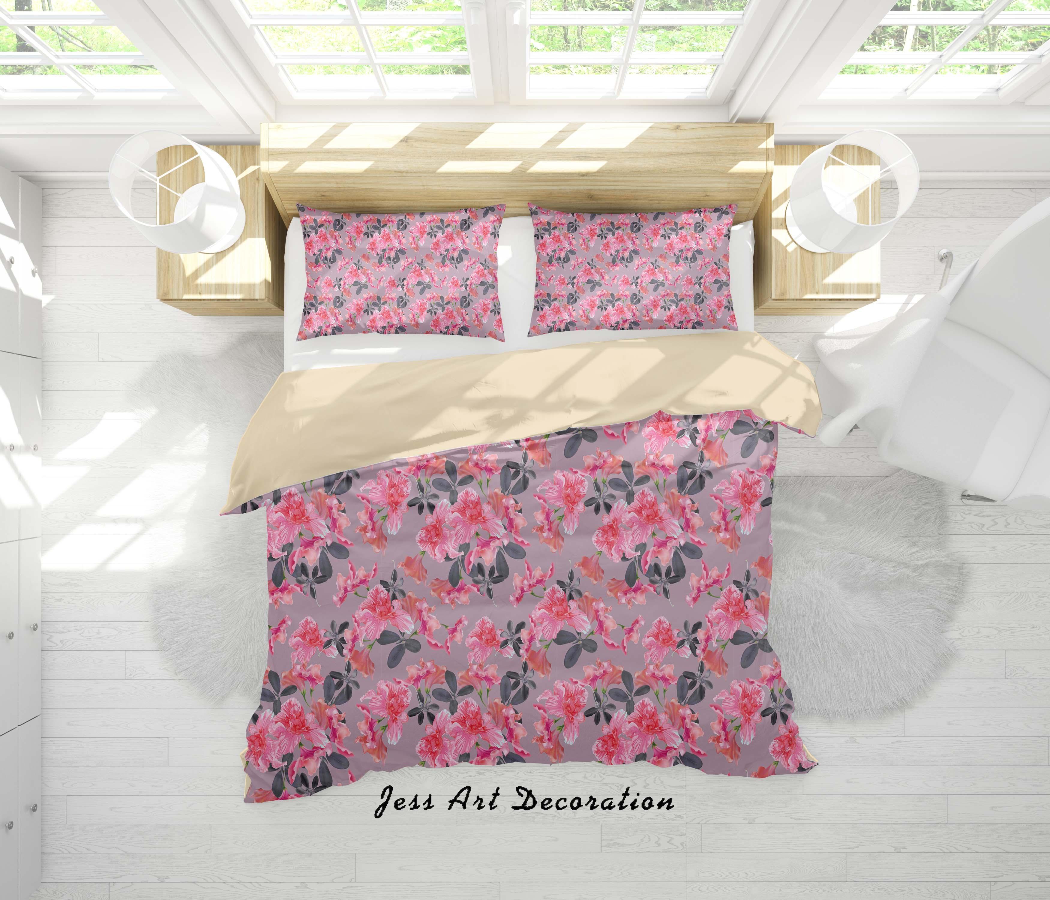 3D Red Flower Quilt Cover Set Bedding Set Duvet Cover Pillowcases SF88- Jess Art Decoration