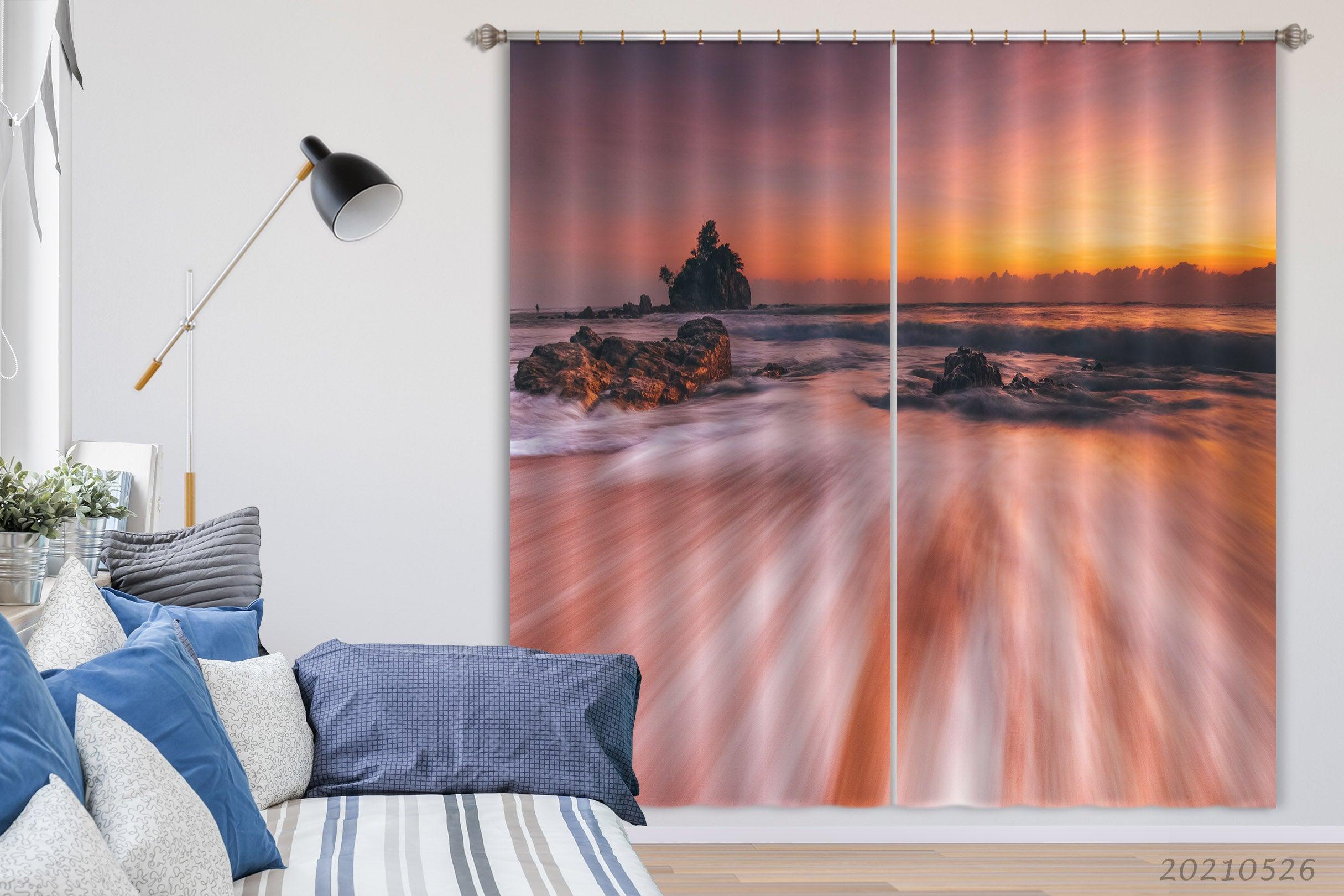 3D Wave Reef Colorful Cloud Sky Curtains and Drapes GD 295- Jess Art Decoration