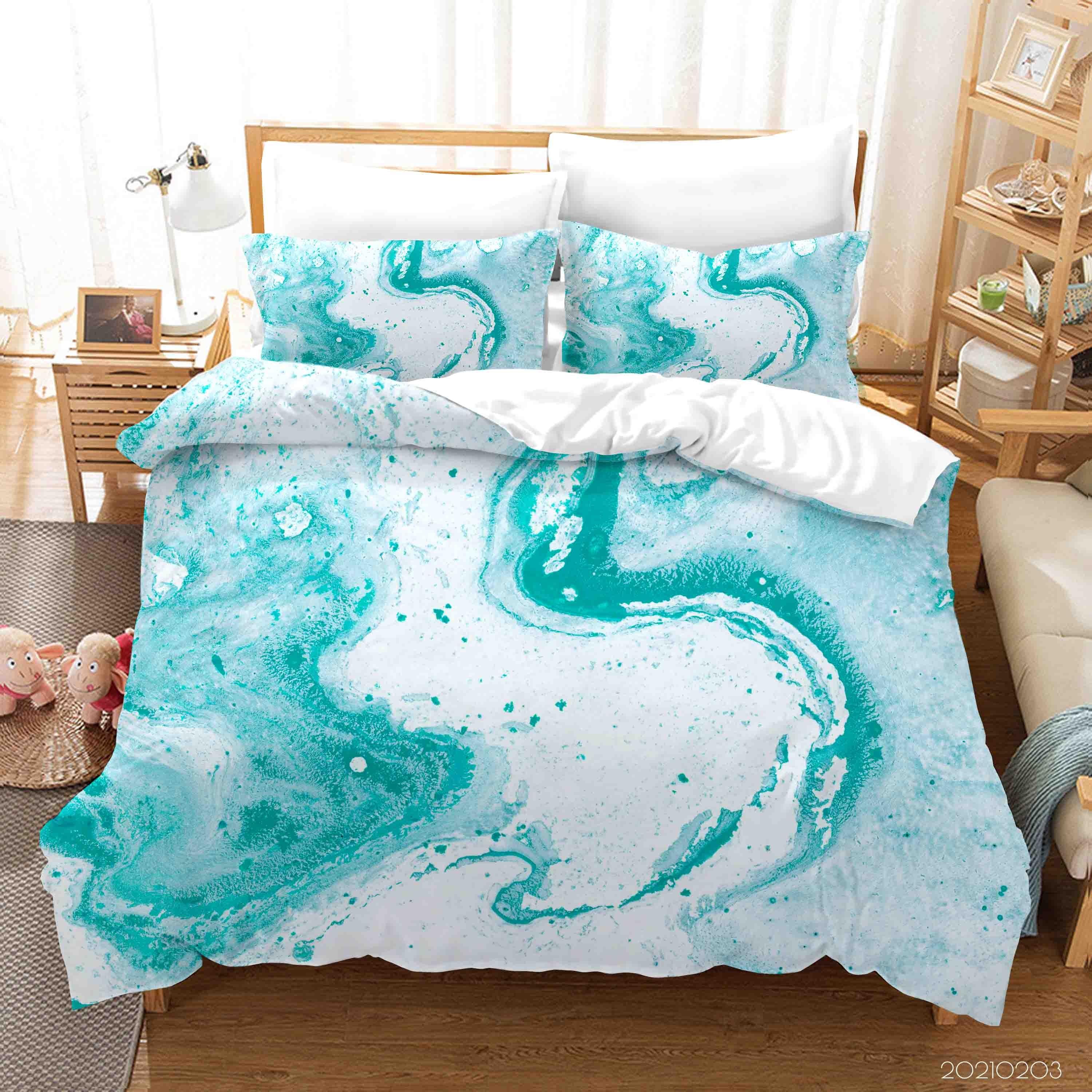 3D Abstract Green Marble Texture Quilt Cover Set Bedding Set Duvet Cover Pillowcases 48- Jess Art Decoration