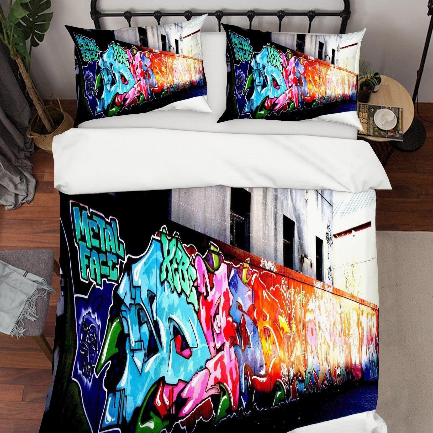 3D Graffiti Quilt Cover Set Bedding Set Pillowcases 40- Jess Art Decoration
