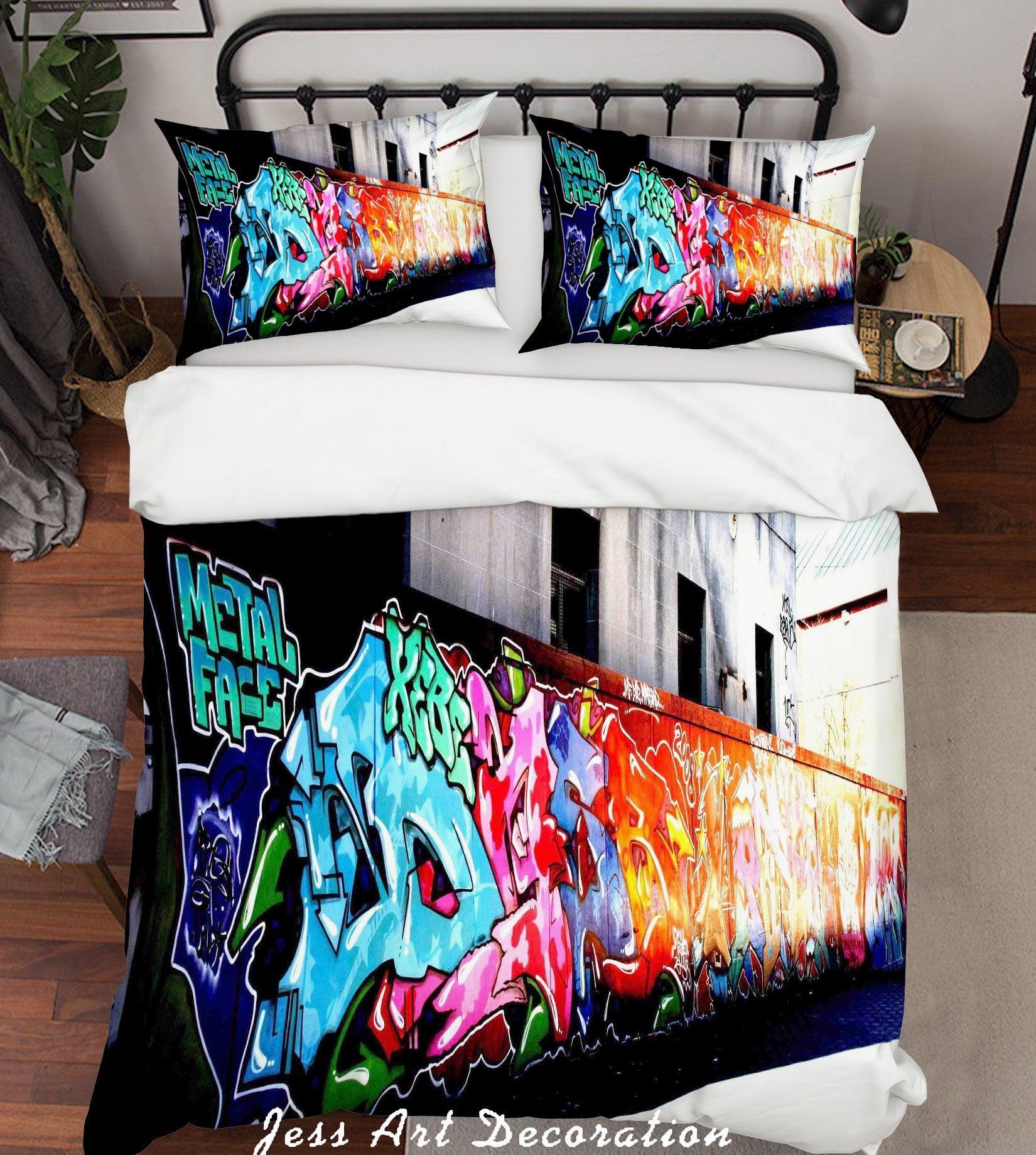 3D Graffiti Quilt Cover Set Bedding Set Pillowcases 40- Jess Art Decoration