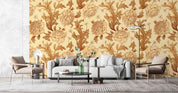 3D Vintage Baroque Art Blooming Gold Peony Background Wall Mural Wallpaper GD 3563- Jess Art Decoration