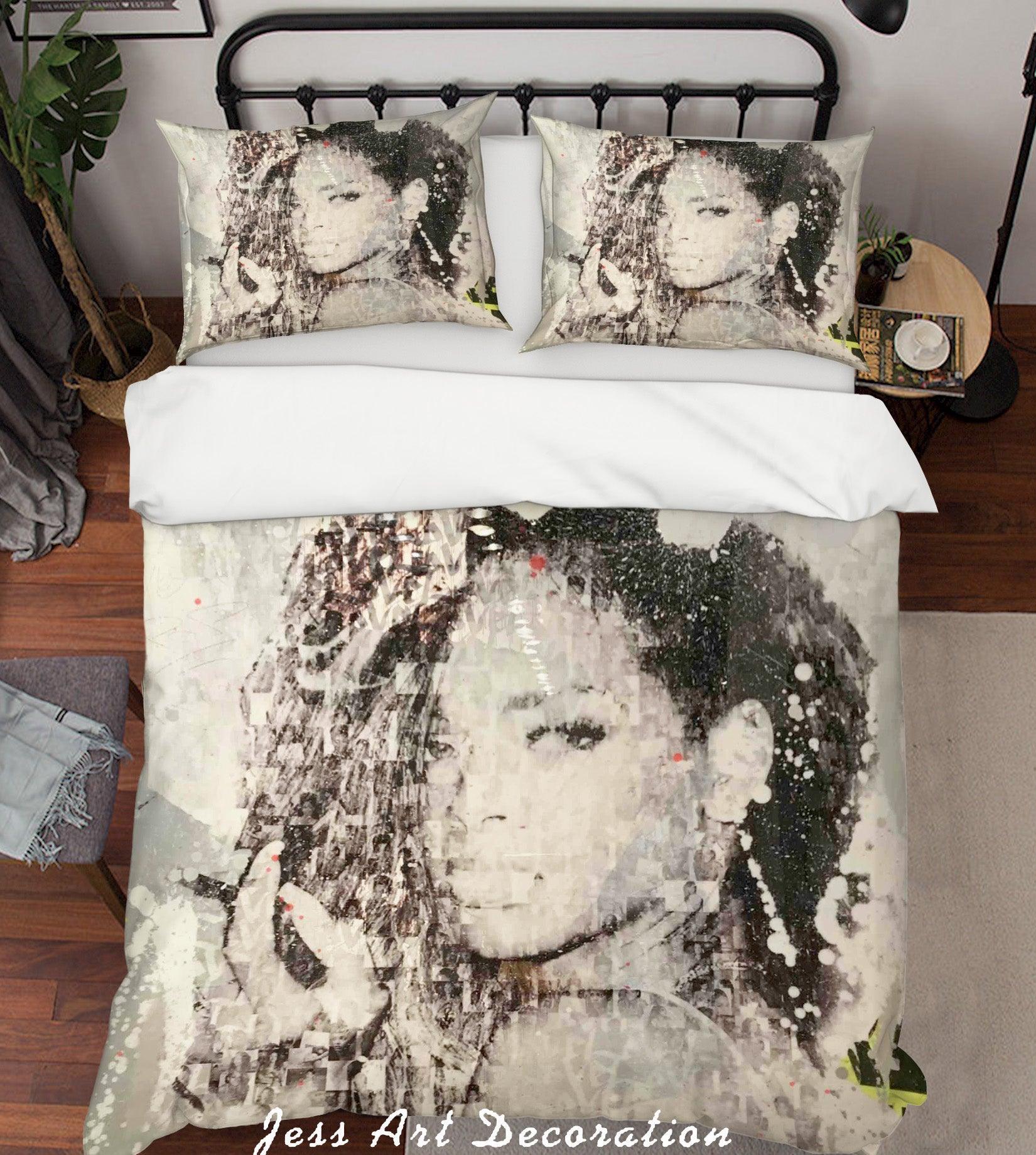 3D Cedric Bouteiller Rihanna Black White Quilt Cover Set Bedding Set Duvet Cover Pillowcases  ZY D43- Jess Art Decoration