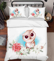 3D Cartoon Hand Drawn Owl Animal Floral Plant Quilt Cover Set Bedding Set Duvet Cover Pillowcases LXL- Jess Art Decoration