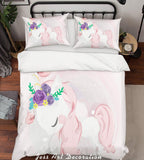 3D Cartoon Unicorn Pink Quilt Cover Set Bedding Set Pillowcases 27- Jess Art Decoration
