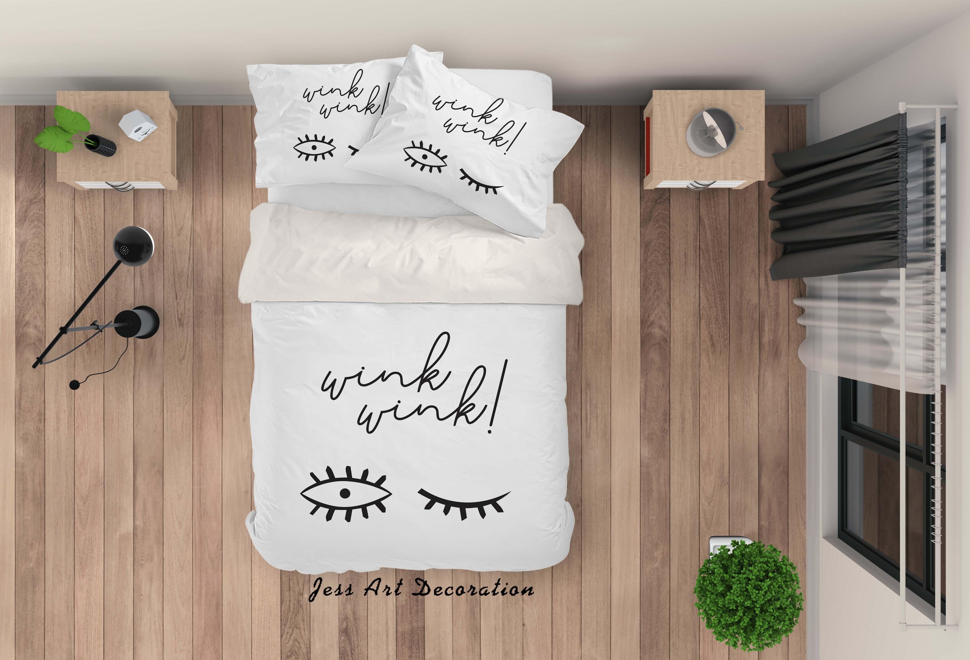 3D White Eyes Eyelash Quilt Cover Set Bedding Set Pillowcases 64- Jess Art Decoration