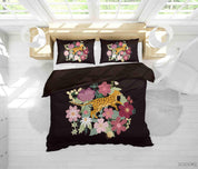 3D Pink Floral Plant Leopard Animal Quilt Cover Set Bedding Set Duvet Cover Pillowcases LXL- Jess Art Decoration