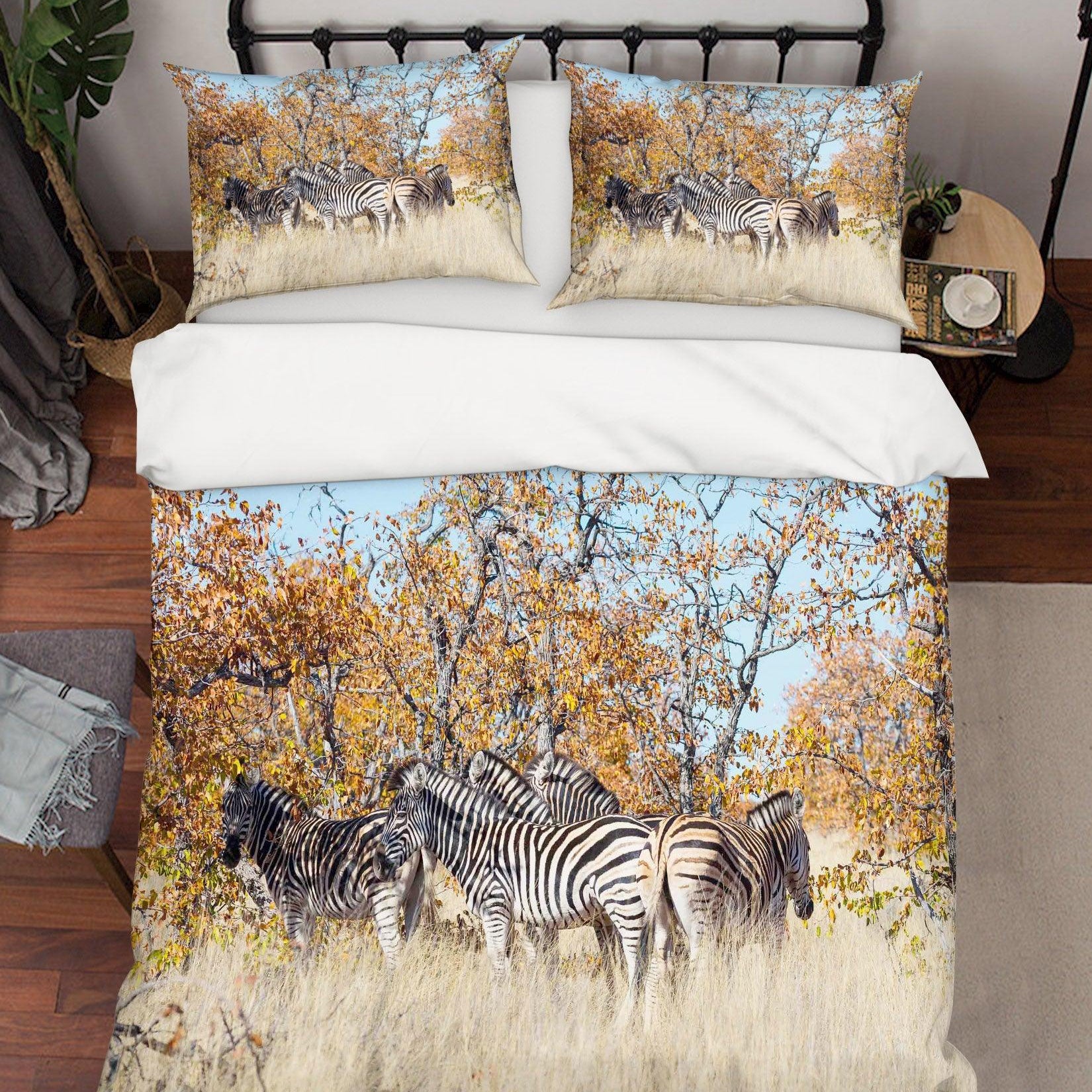3D Zebra Forest Quilt Cover Set Bedding Set Pillowcases SF62- Jess Art Decoration