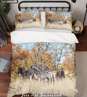 3D Zebra Forest Quilt Cover Set Bedding Set Pillowcases SF62- Jess Art Decoration