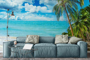 3D Blue Sea Sky Coconut Tree Wall Mural Wallpaper 09- Jess Art Decoration