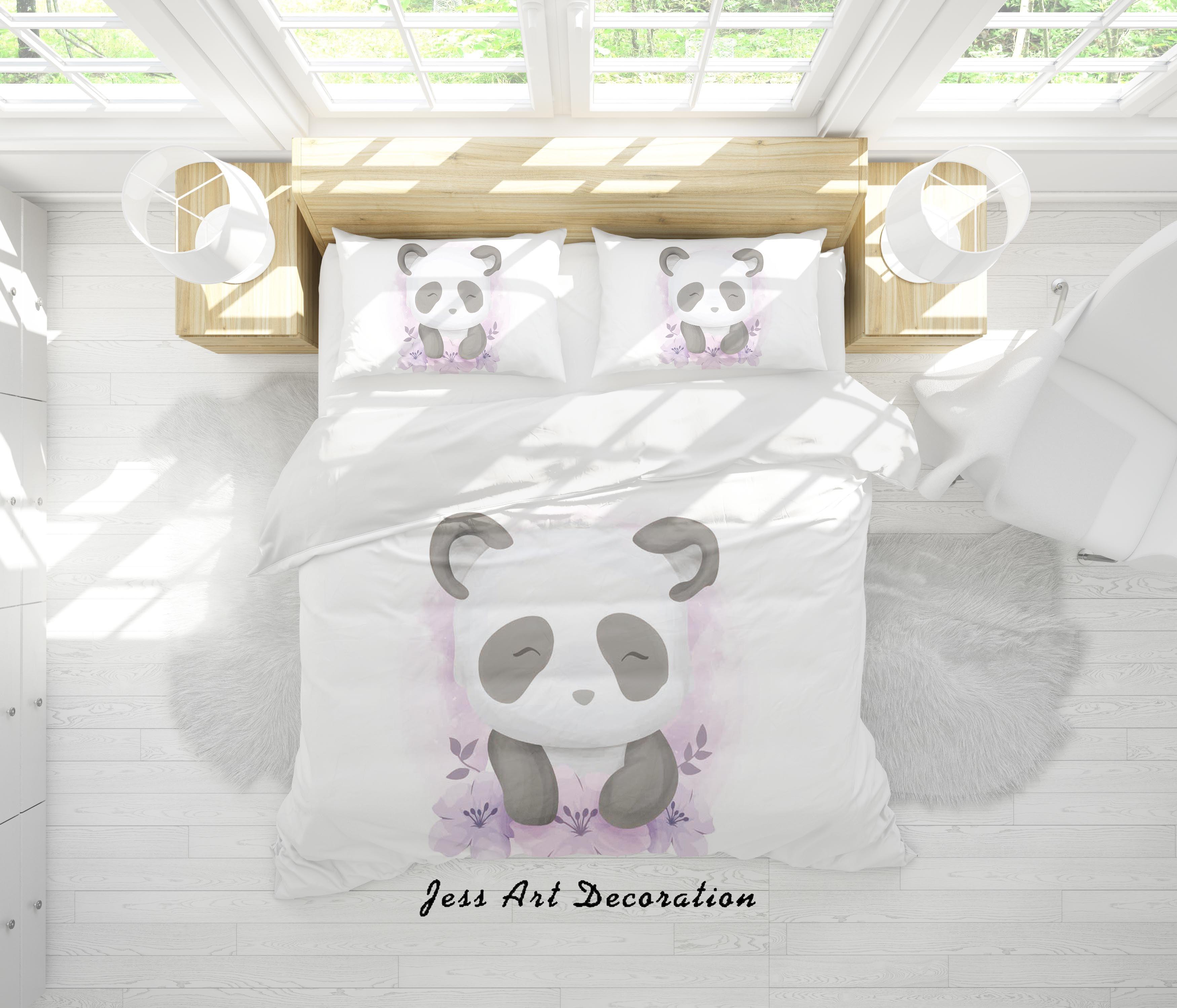 3D White Panda Quilt Cover Set Bedding Set Duvet Cover Pillowcases SF12- Jess Art Decoration