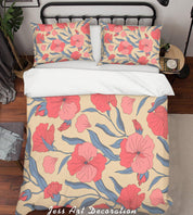 3D Watercolor Pink Floral Quilt Cover Set Bedding Set Pillowcases 06- Jess Art Decoration