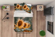 3D Sunflower Pattern Quilt Cover Set Bedding Set Duvet Cover Pillowcases LQH A87- Jess Art Decoration