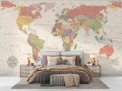 3D Colourful World Map Wall Mural Wallpaper WJ 2188- Jess Art Decoration