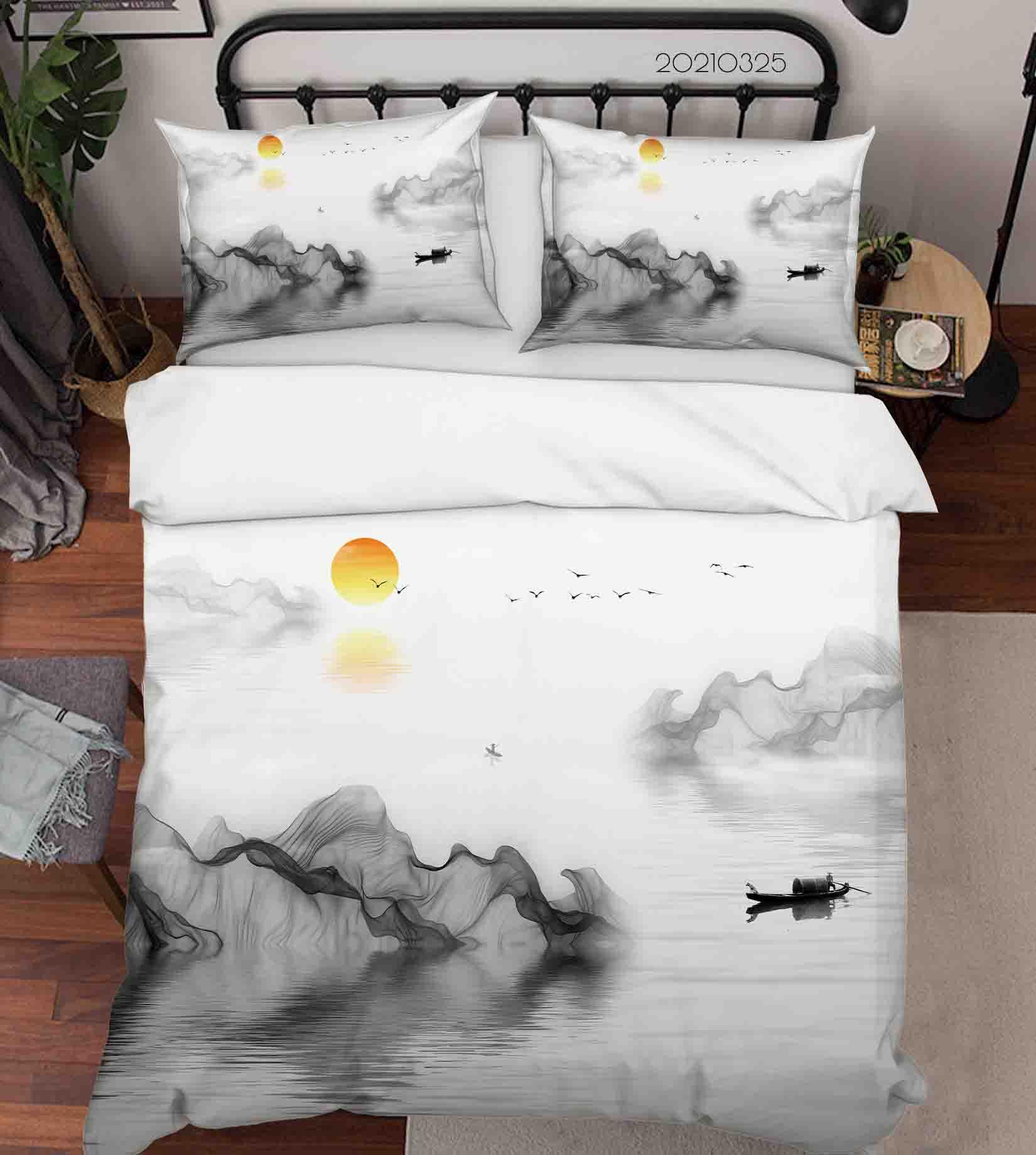 3D Chinese Landscape Painting Quilt Cover Set Bedding Set Duvet Cover Pillowcases 237- Jess Art Decoration