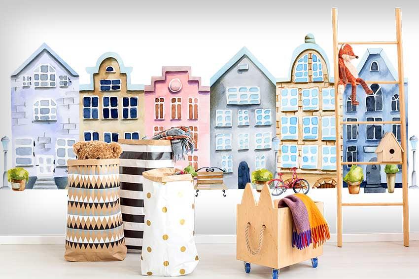 3D Hand Painted Building Wall Mural Wallpaper 119- Jess Art Decoration