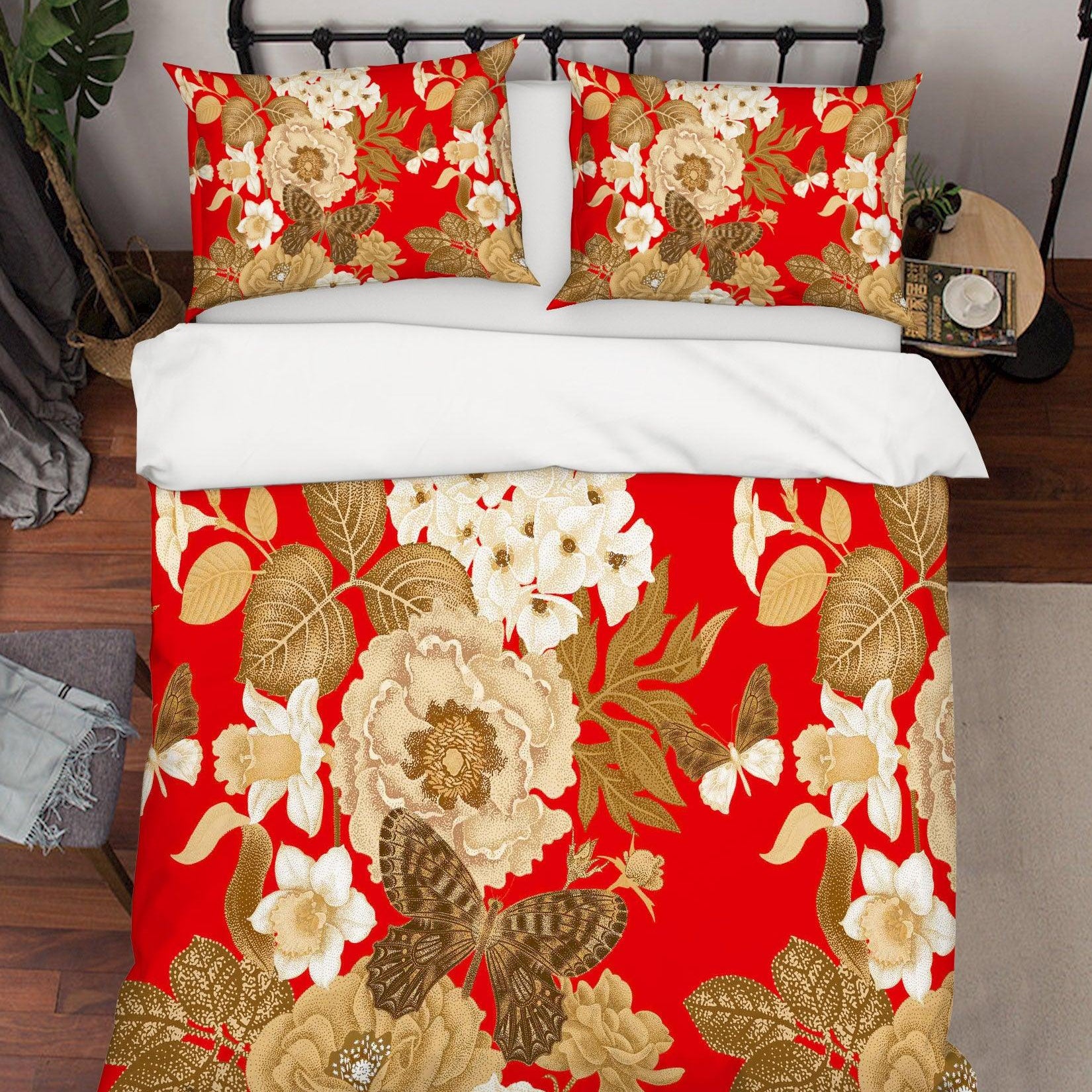 3D White Floral Butterfly Quilt Cover Set Bedding Set Pillowcases 13- Jess Art Decoration