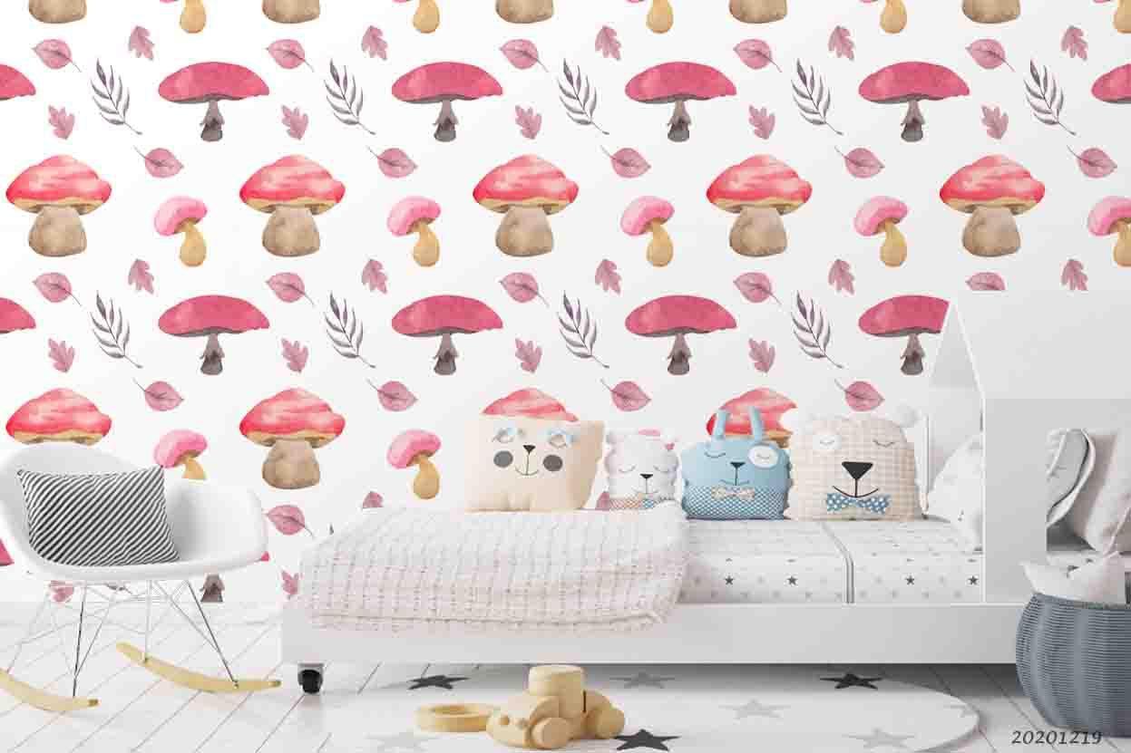 3D Hand Drawn Red Mushroom Wall Mural Wallpaper LQH 121- Jess Art Decoration