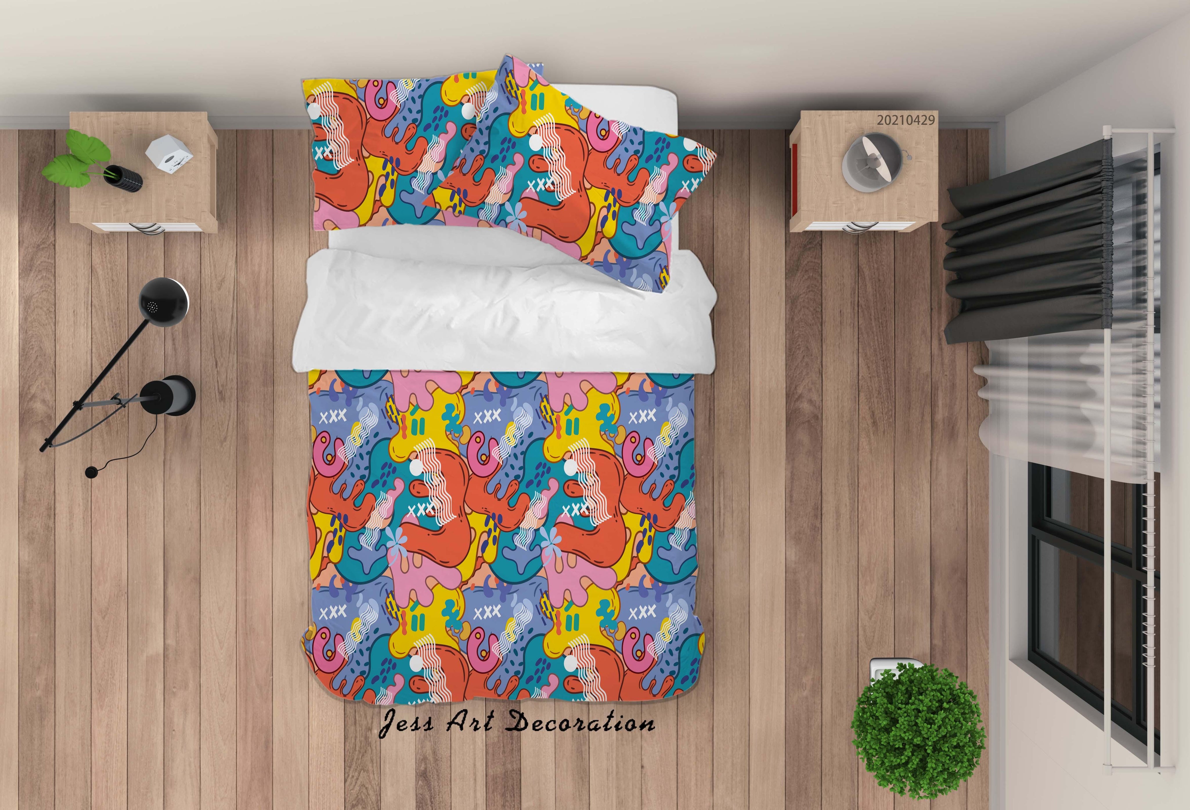 3D Abstract Color Pattern Quilt Cover Set Bedding Set Duvet Cover Pillowcases 16- Jess Art Decoration