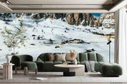 3D Winter Snow Mountain Village Wall Mural Wallpaper SWW4117- Jess Art Decoration