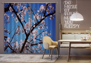 3D Spring Cherry Blossom Branch Blue Sky Curtains and Drapes GD 3916- Jess Art Decoration