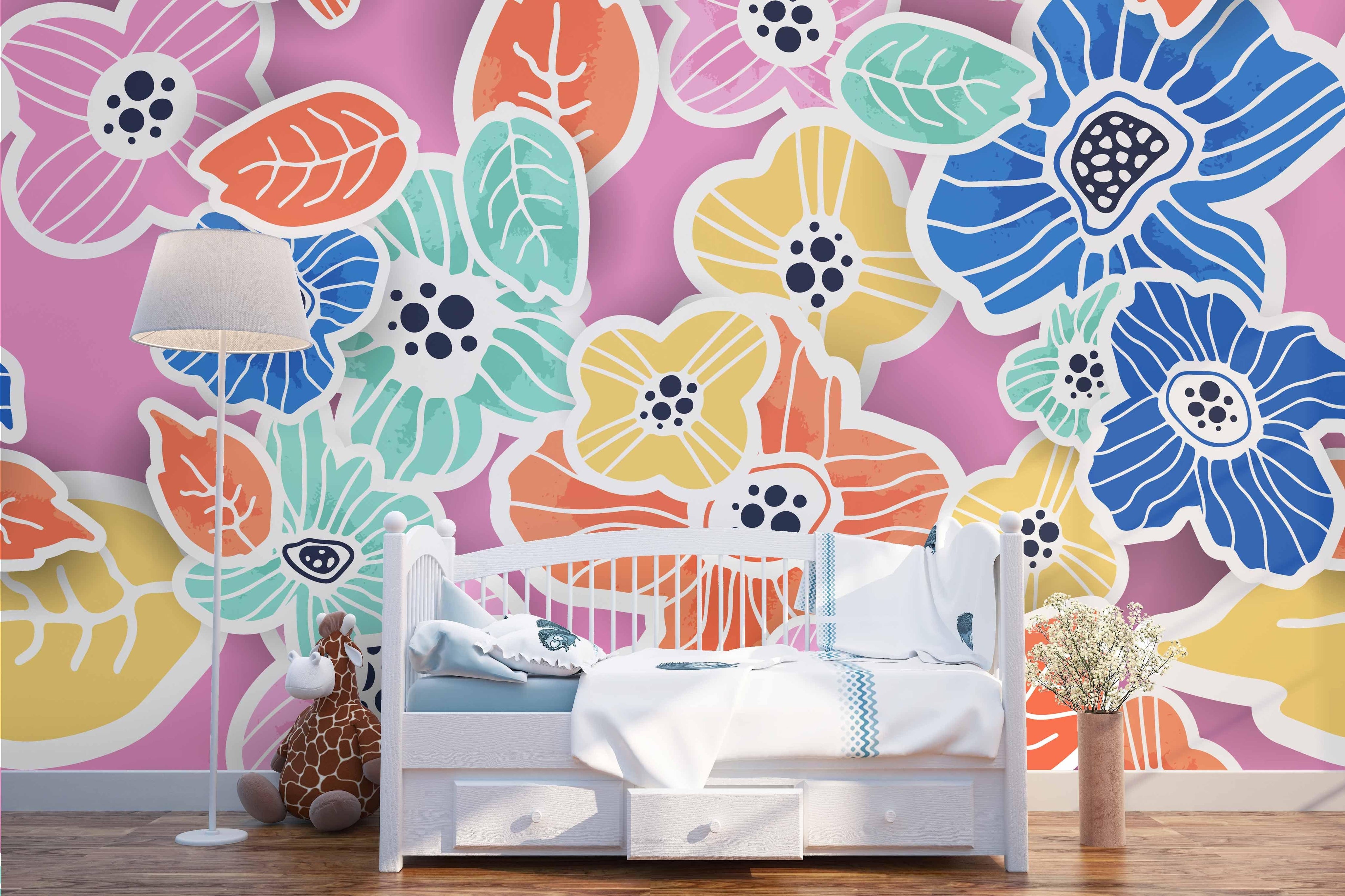 3D Watercolor Colorful Floral Wall Mural Wallpaper 18- Jess Art Decoration