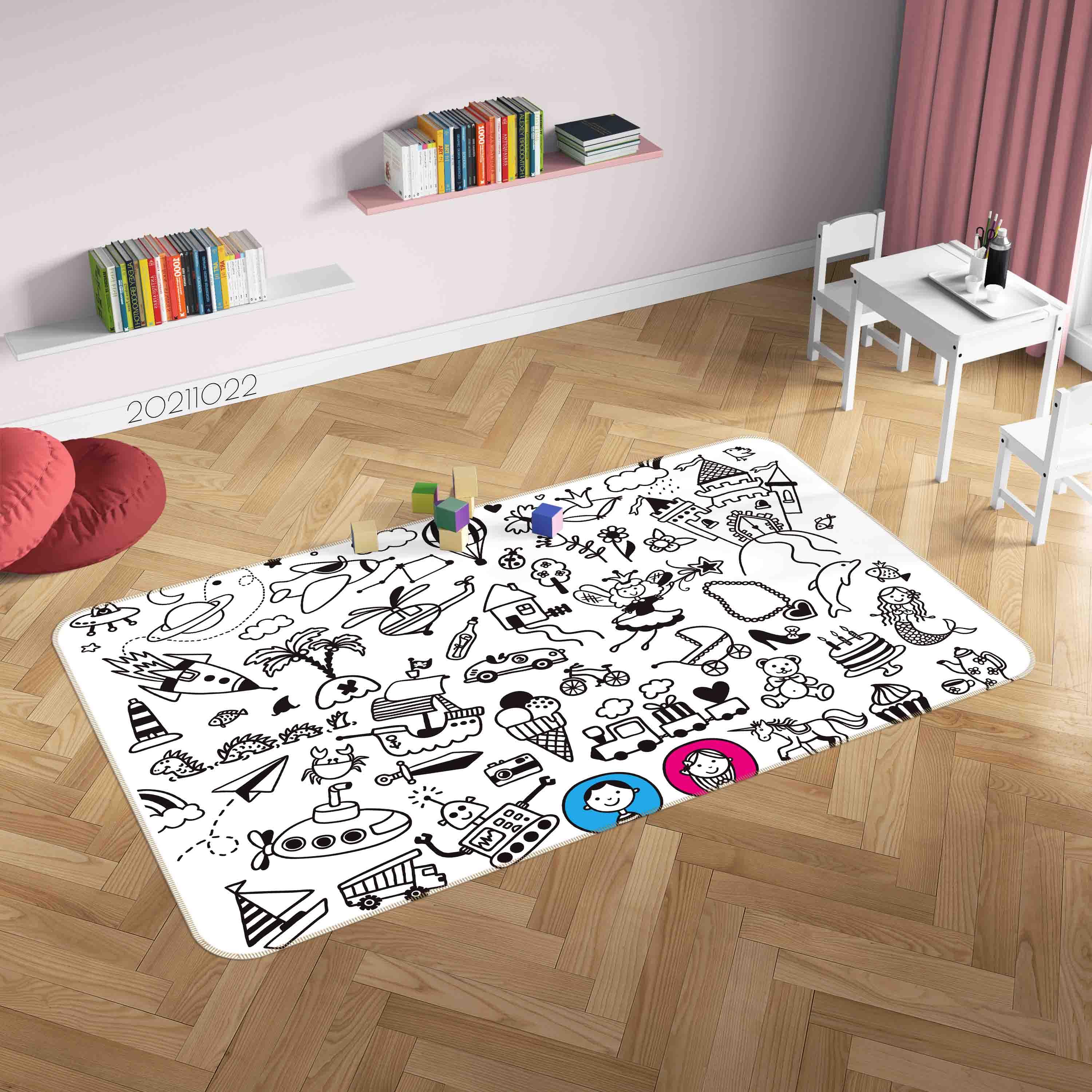 3D Funny Life Illustration Doodle Non-Slip Rug Mat 90- Jess Art Decoration