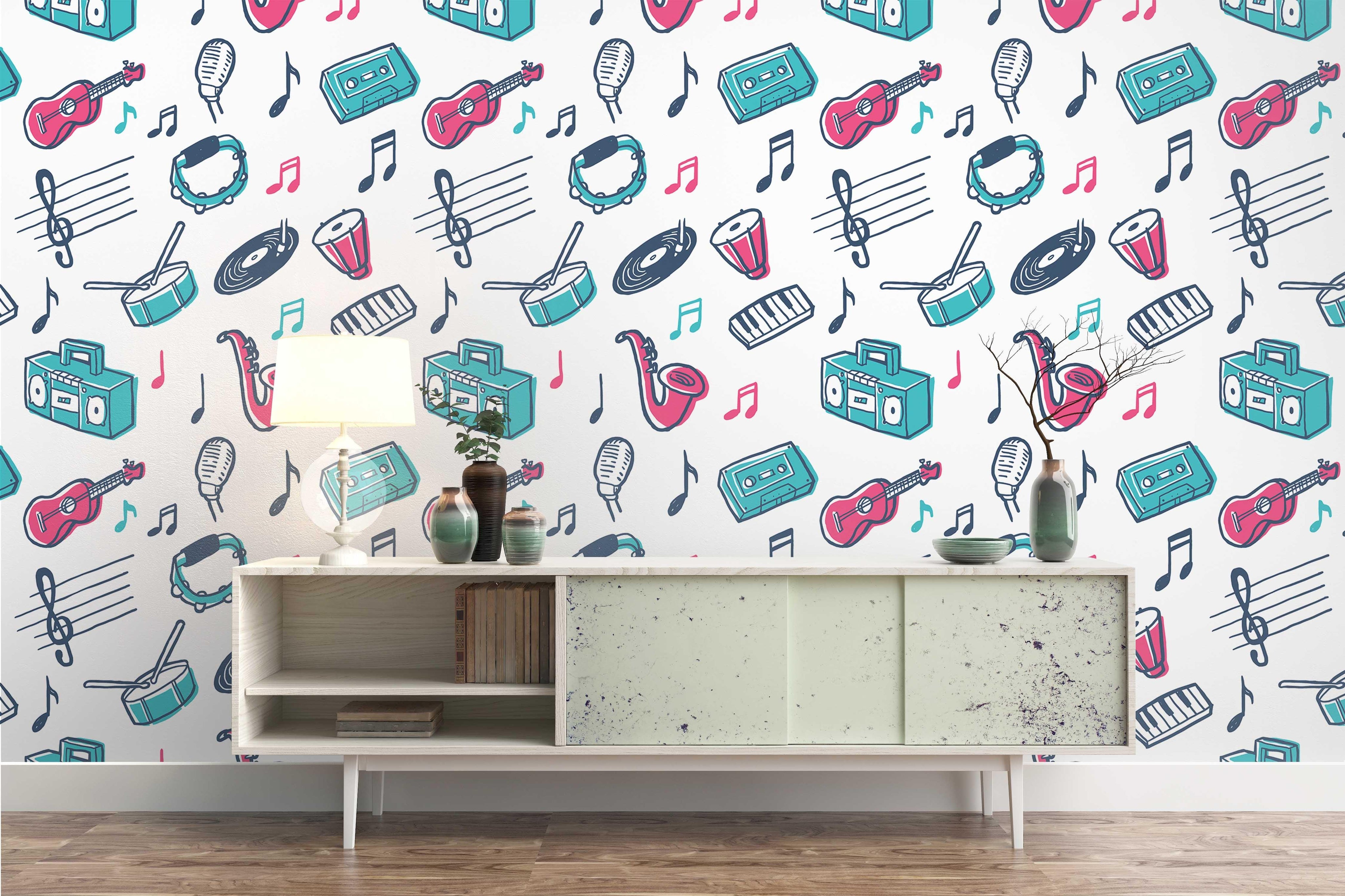 3D Colorful Musical Instrument Wall Mural Wallpaper 21- Jess Art Decoration
