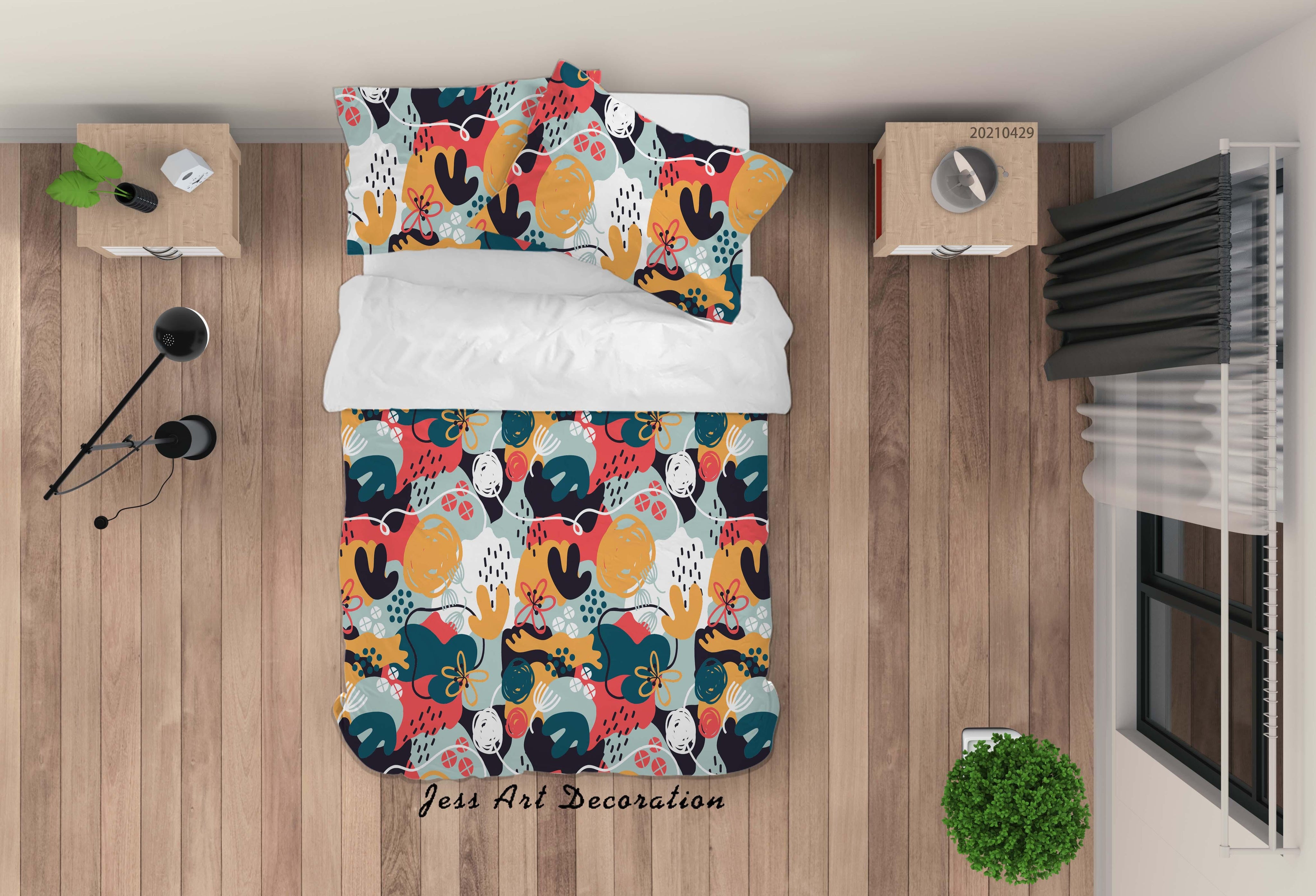 3D Abstract Color Pattern Quilt Cover Set Bedding Set Duvet Cover Pillowcases 23- Jess Art Decoration