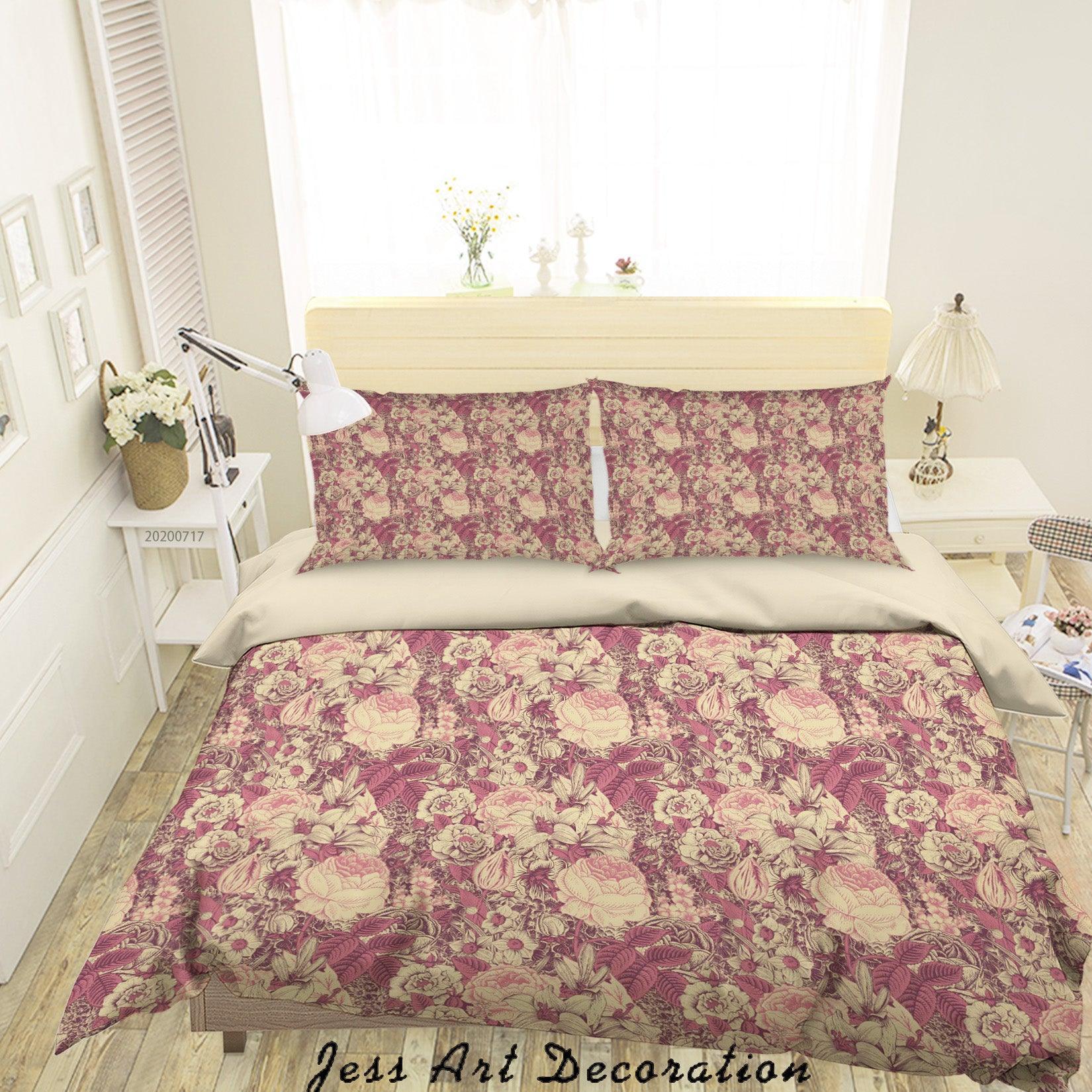 3D Vintage Floral Quilt Cover Set Bedding Set Duvet Cover Pillowcases WJ 1537- Jess Art Decoration
