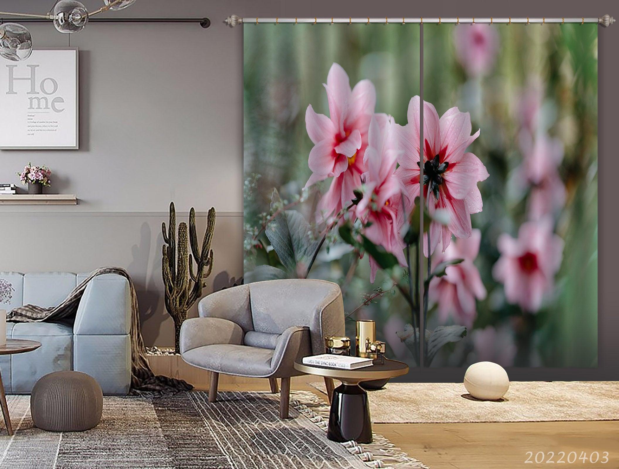 3D Pastoral Plant Pink Flower Curtains and Drapes GD 3411- Jess Art Decoration