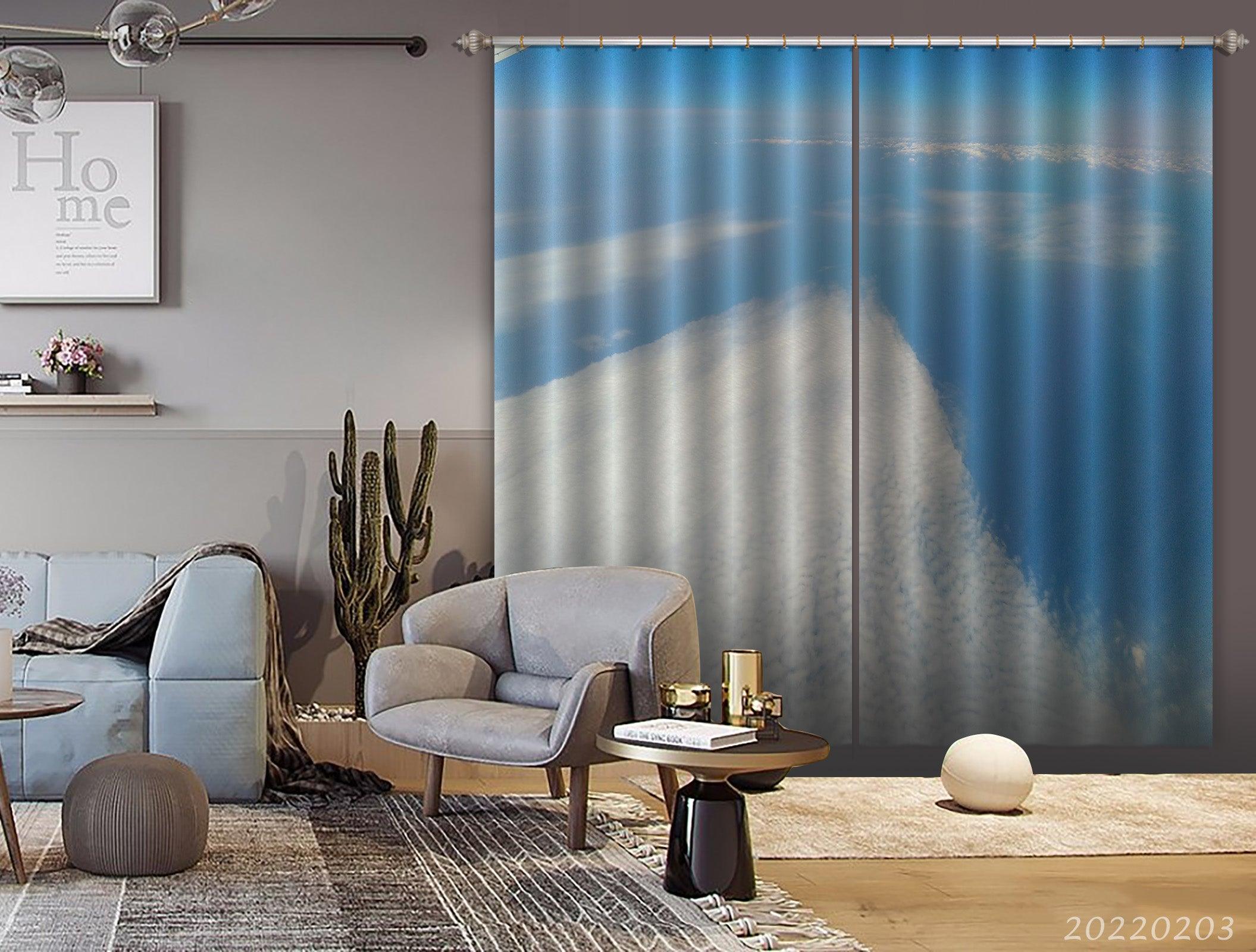 3D Blue Sky White Cloud Background Curtains and Drapes GD 1031- Jess Art Decoration