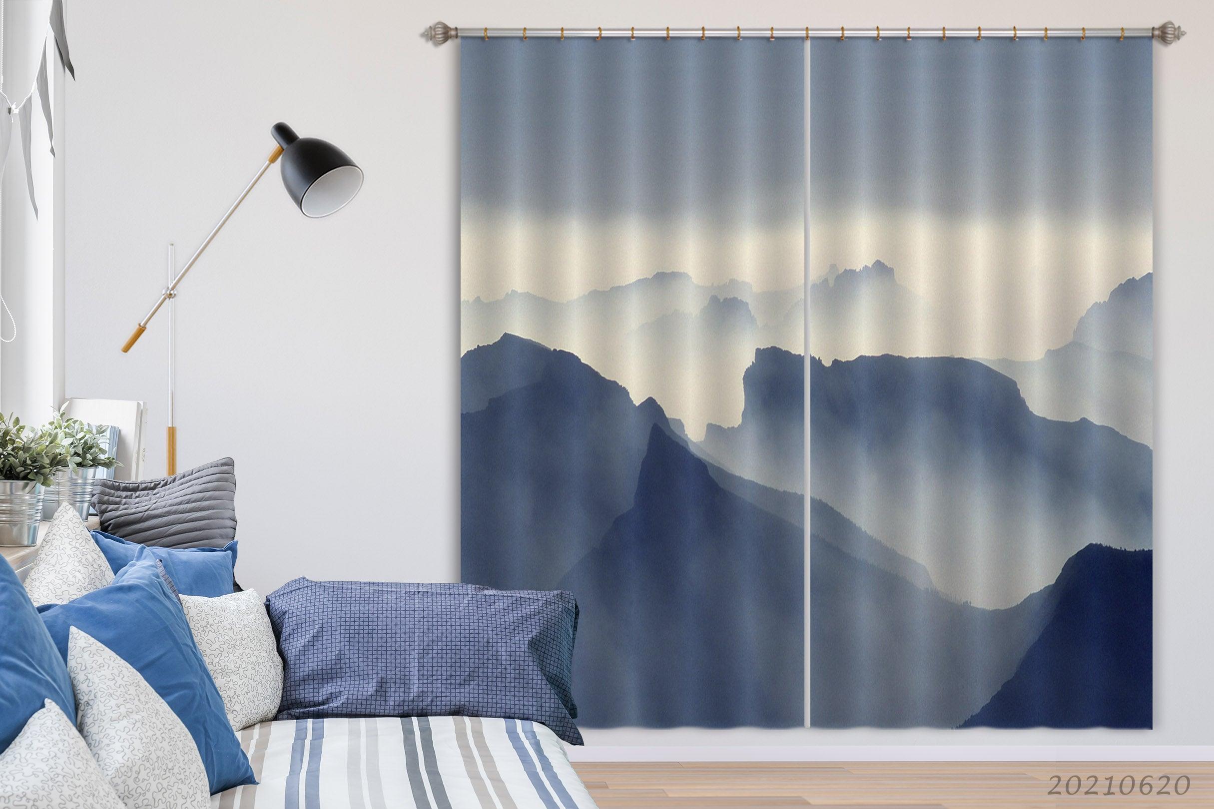 3D Mountain Misty Ink Curtains and Drapes GD 767- Jess Art Decoration