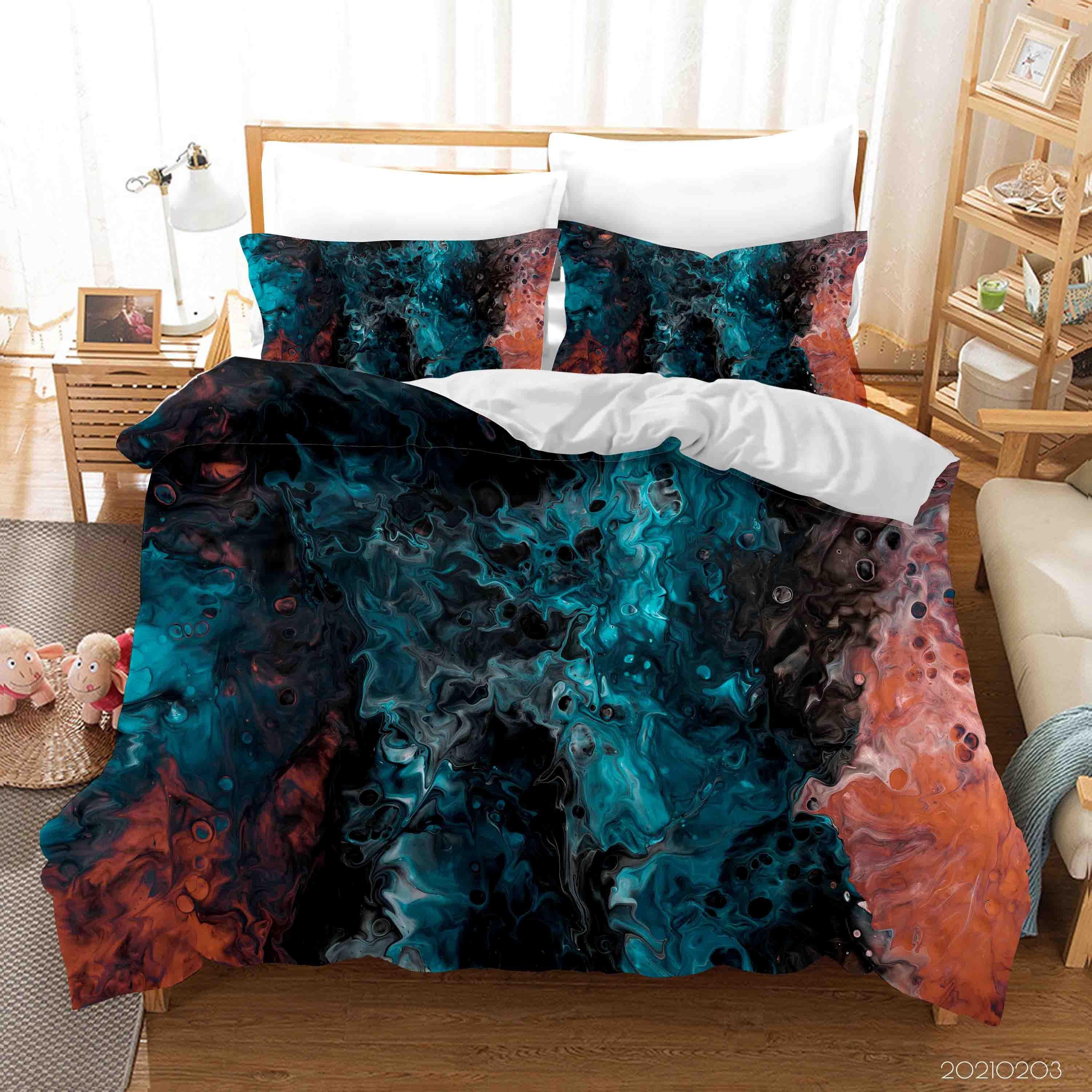 3D Abstract Colorful Marble Texture Quilt Cover Set Bedding Set Duvet Cover Pillowcases 91- Jess Art Decoration