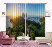 3D Landscape Mountain Green Forest Sea Sunrise Curtains and Drapes GD 4862- Jess Art Decoration