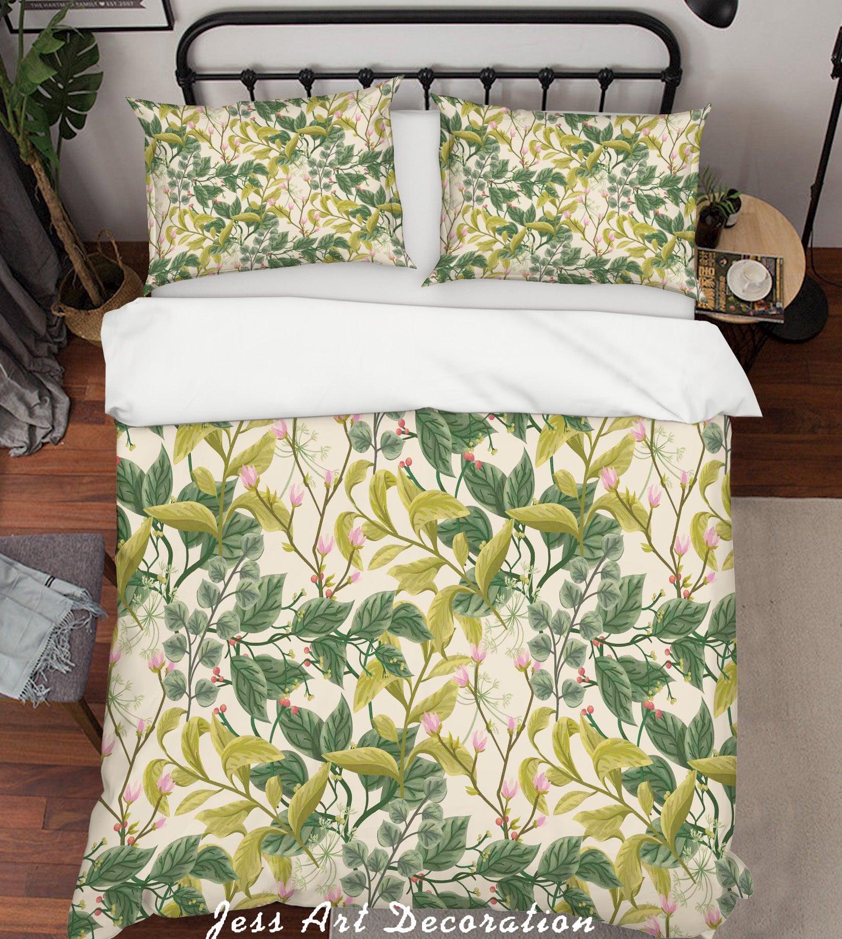 3D Green Leaves Quilt Cover Set Bedding Set Pillowcases 124- Jess Art Decoration